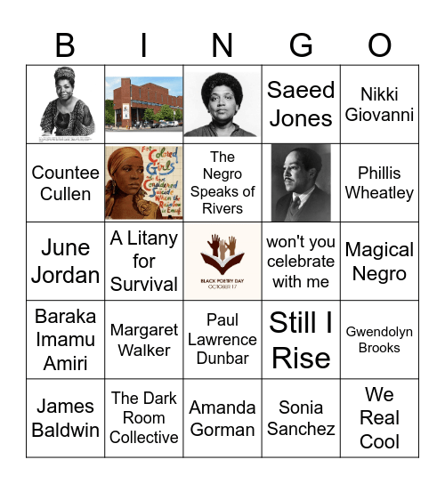 POETRY Bingo Card