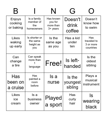 Find the Guest! Bingo Card