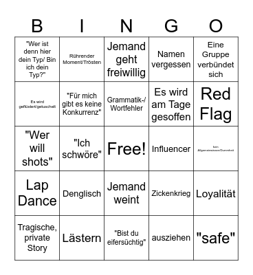 Trash TV Bingo Card