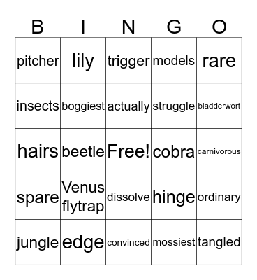 Fly Traps! - Plants That Bite Back Bingo Card