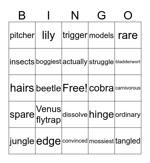 Fly Traps! - Plants That Bite Back Bingo Card