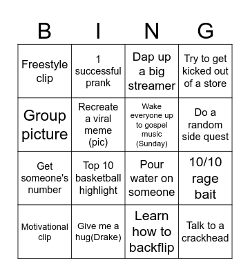 STREAMER BING Bingo Card