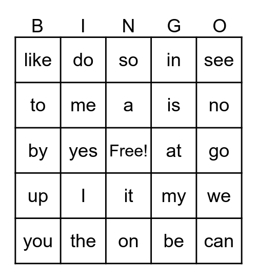 Yellow & Green Bingo Card