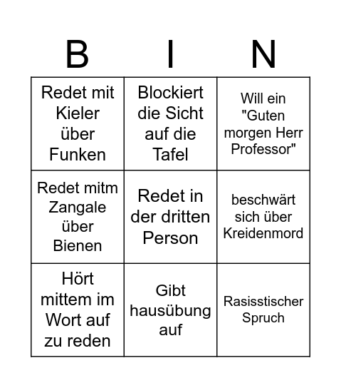 Gilli Bingo Card
