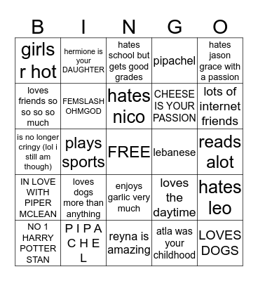 leah's bingo Card