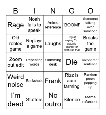 Rogurt bingo better Bingo Card