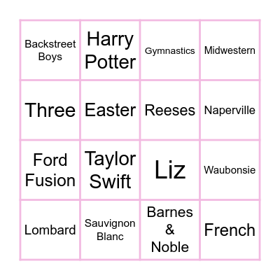 Alyssa's Bachelorette Bingo Card