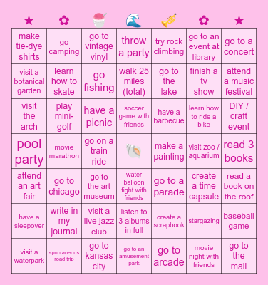 SUMMER GOALS 2025 Bingo Card