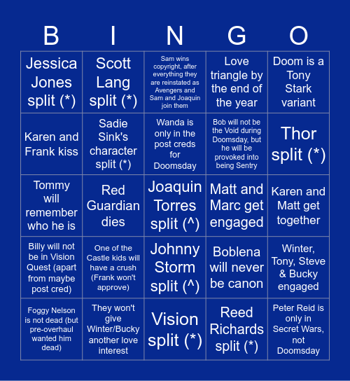 Very specific and odd Bingo Card
