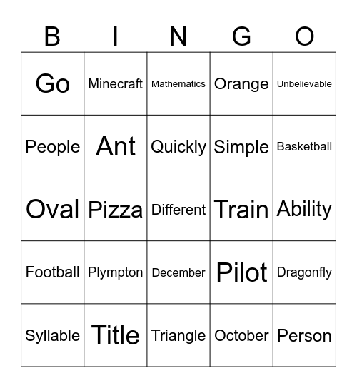 Untitled Bingo Card