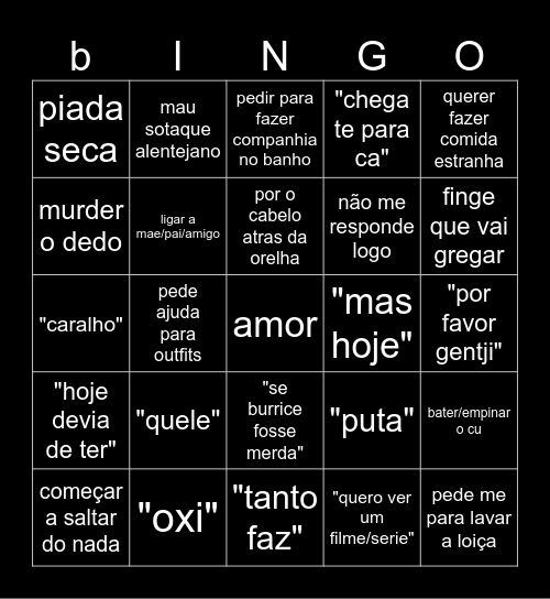 pipo Bingo Card