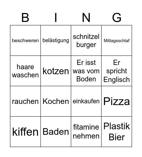 Meinungen Bingo Card