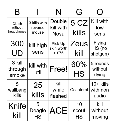 CS Bingo Card
