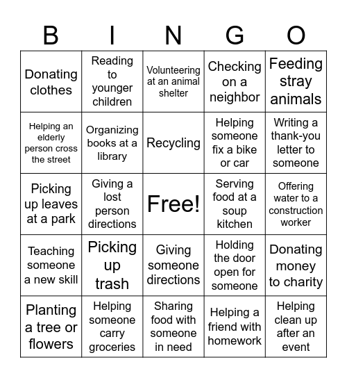 Community Helper Bingo Card