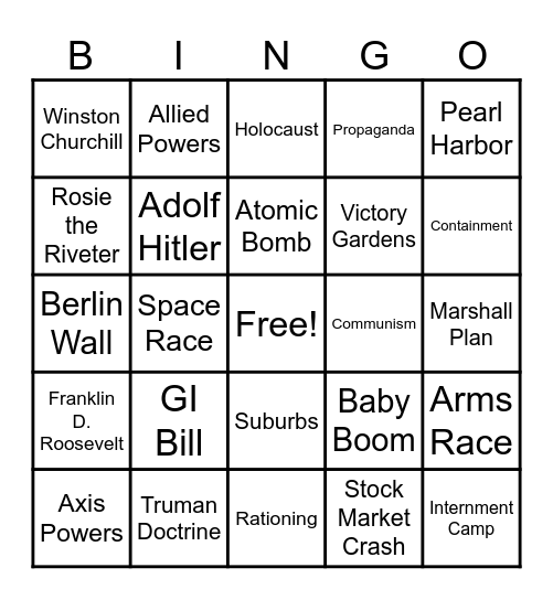 Semester 2 Review Bingo Card