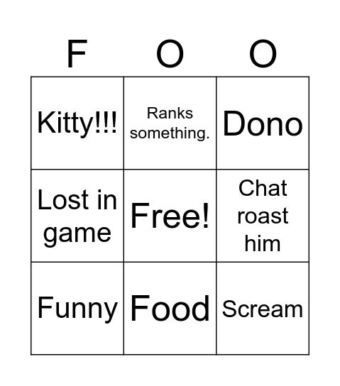 Caseoh Bingo Card