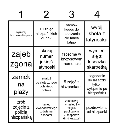 Alicante Bingo Card