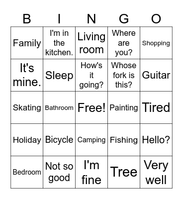 Lessons 1-4 Bingo Card