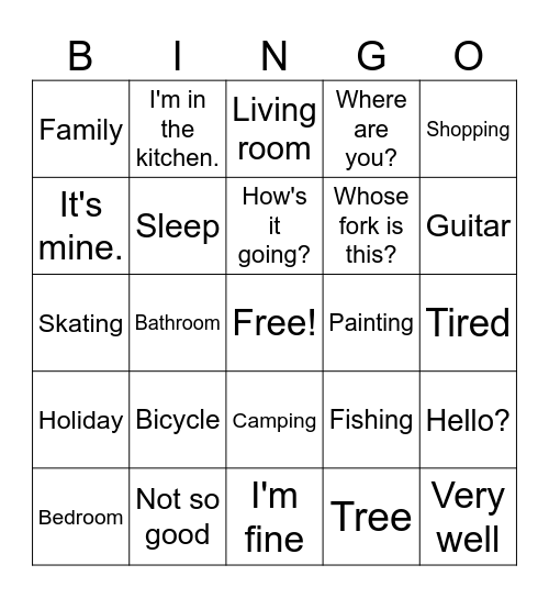 Lessons 1-4 Bingo Card