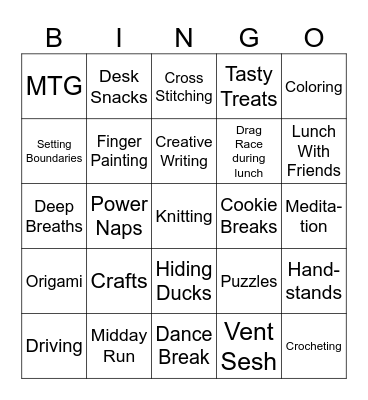 Self Care Bingo Card