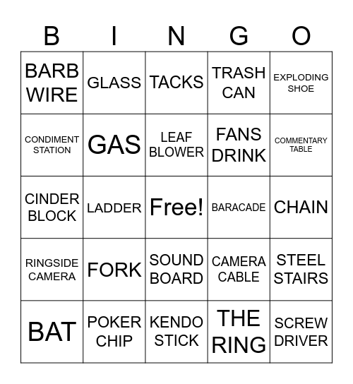 Anarchy in the Arena Bingo Card