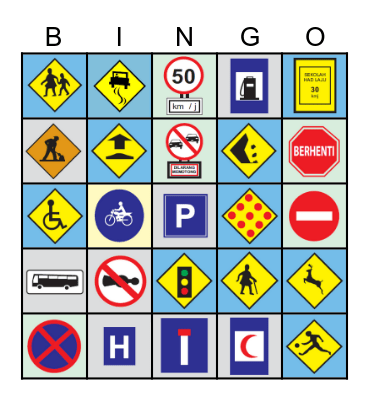Traffic Safety Bingo Card