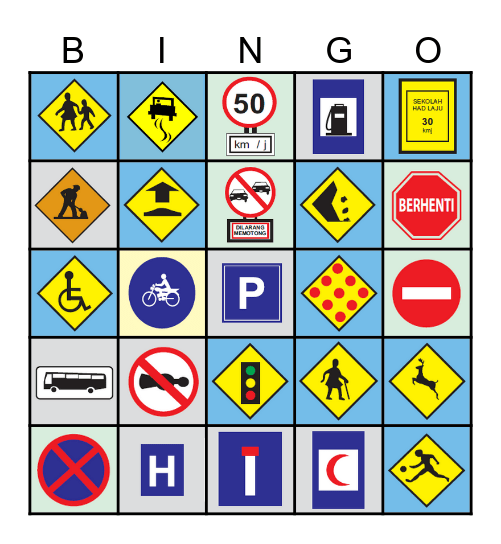 Traffic Safety Bingo Card