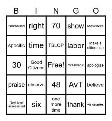 Rising Stars Bingo Card
