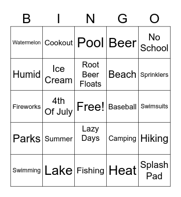 Summer Bingo Card