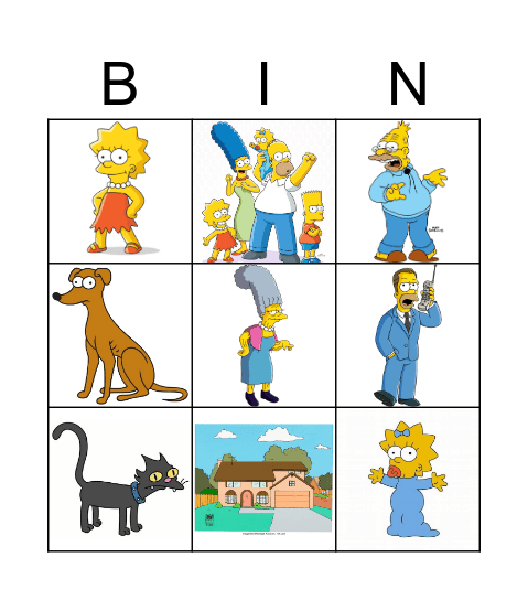 Family Simpsons Bingo Card