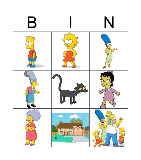 Family Simpsons Bingo Card