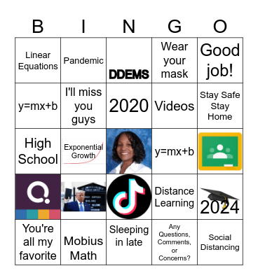 End of School Year Bingo Card