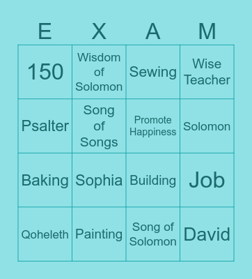 Unit 6: Wisdom Books Bingo Card