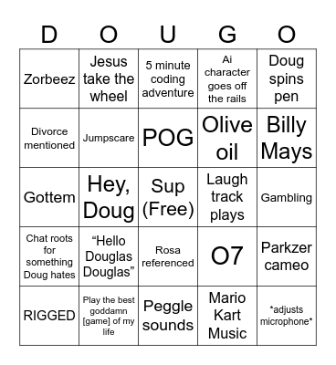 Dougo Bingo Card