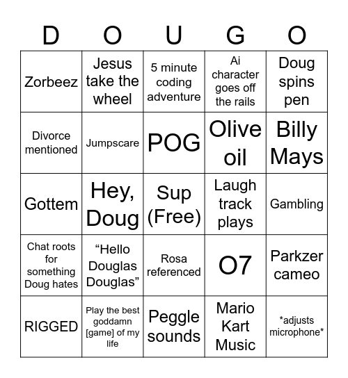 Dougo Bingo Card