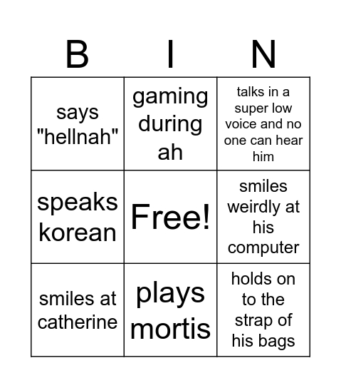 brandon Bingo Card