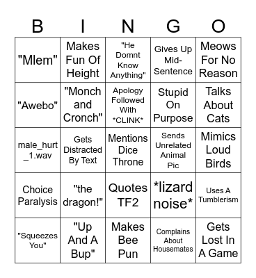 Adam VC Bingo Card