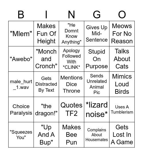 Adam VC Bingo Card