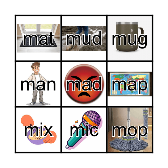 Letter "M"- CVC BINGO Card