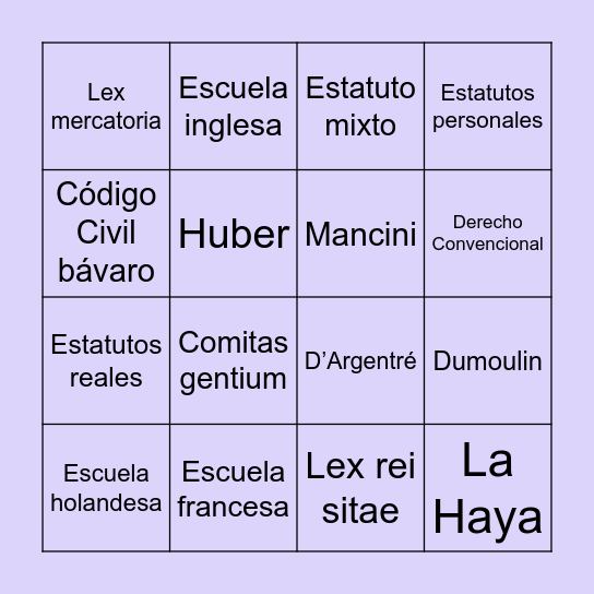 Bingo Jurídico Bingo Card
