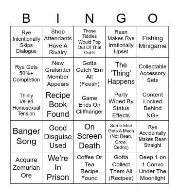 Trails of Bingo Card