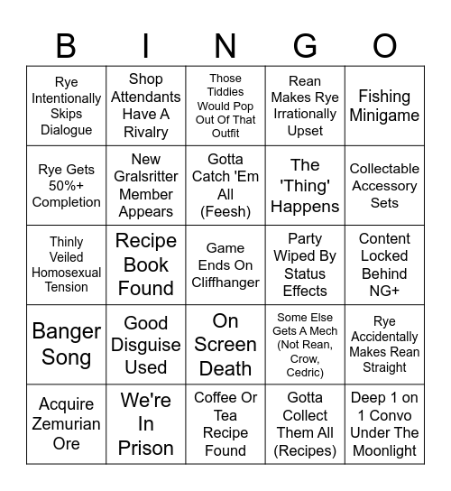 Trails of Bingo Card