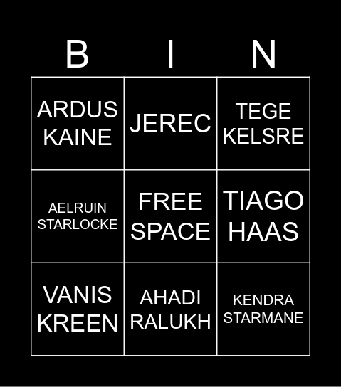 STAR WARS KOTNR DEATHS Bingo Card