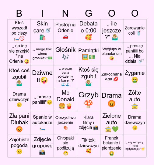 WYCIECZKA TORUŃ 2025 Bingo Card