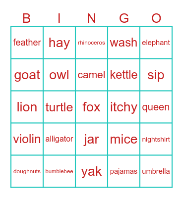 Dr. Seuss's ABC Bingo Card