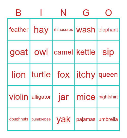 Dr. Seuss's ABC Bingo Card