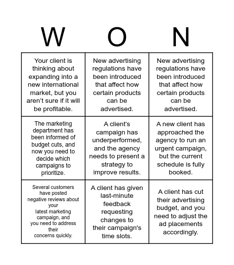 Modal Verbs Bingo Card