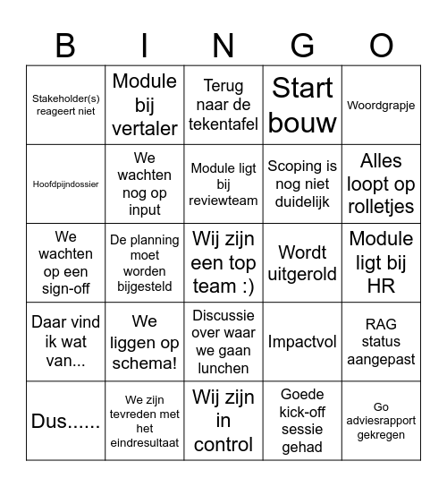 LtO projectplanningo Bingo Card