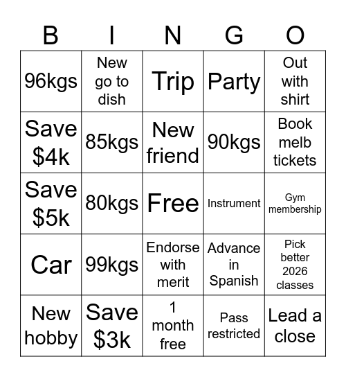 MIDYEAR - END OF YEAR 2025 Bingo Card
