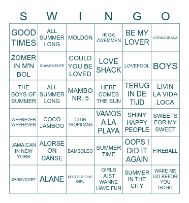 BRASSERIE MEER Bingo Card
